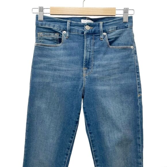 Good American Jeans Good Waist Crop Ankle Raw Edge Blue Wash Women’s Size 25 | 0 - Picture 5 of 15